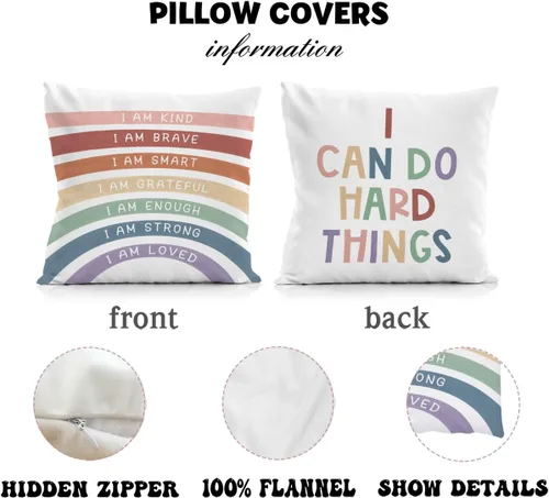 Vista 6 de Juego de 2 fundas de almohada con texto en inglés "I Am para el aula, 18 x 18 pulgadas