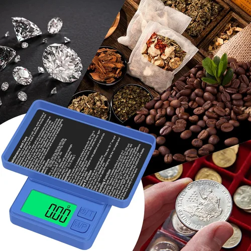 Vista 7 de Báscula de bolsillo de 1000 g/0.1 g, báscula digital de cocina de alta precisión Diyife, pantalla LCD, 7 unidades con función de tara, adecuada
