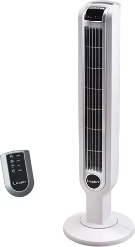 Vista 8 de Lasko Ventilador de torre oscilante con control remoto, 3 velocidades silenciosas, temporizador para dormitorio, cocina, uso en oficina, negro, 36
