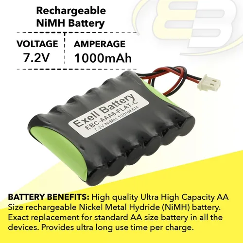 Vista 6 de Exell 7.2V 1000mAh NIMH w/conector para 1:18 RC Car Racing HPI RS4 Micro Cars