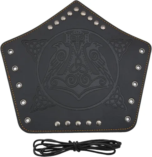 Vista 6 de GelConnie Guantelete de cuero pulsera vikingo de cuero protector de brazo medieval armadura brazaletes de cuero muñequeras Cosplay