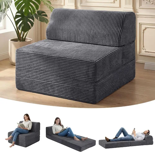 Vista 9 de Kasunpul sofá cama plegable con cojín, sofá cama plegable de espuma viscoelástica, silla cama convertible con funda lavable, sofá futón para piso