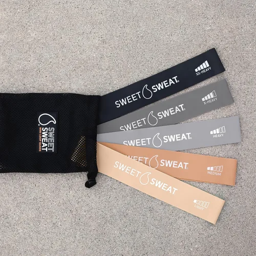 Vista 3 de Sweet Sweat - Mini bandas de resistencia – Juego de 5 Bandas elásticas de cadera para ejercicios para sentadillas, estocadas, terapia física