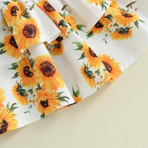 Vista 8 de Mubineo Ropa de verano para bebé niña, trajes lindos de manga corta, mameluco de manga corta, vestido con diadema, 3 piezas, traje para recién nacido