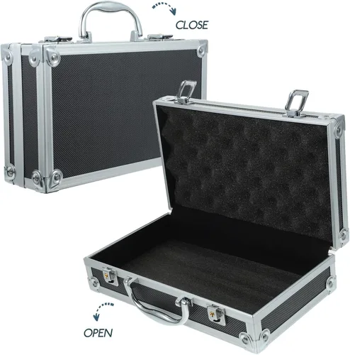 Vista 6 de Cabilock Caja de aluminio con cerradura Caja de aluminio Caja de caja rígida portátil Caja de maletín de metal Cerradura segura