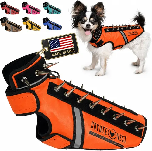Vista 17 de CoyoteVest SpikeVest - Chaleco de arnés para perro, accesorios reflectantes para perros con picos para proteger a tu mascota de ataques de Raptor
