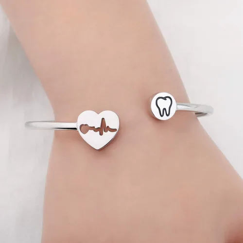 Vista 5 de WUSUANED Pulsera de collar de dentista, higienista dental, regalo de joyería para asistente dental, higienista dental, Acero inoxidable