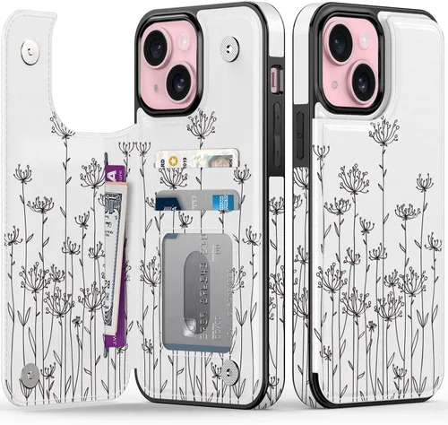 Vista 58 de FUNMIKO Funda tipo cartera para iPhone 13 con tarjetero, bloqueo RFID, protección de grado militar y obras de arte impresas con rayos UV, cierre