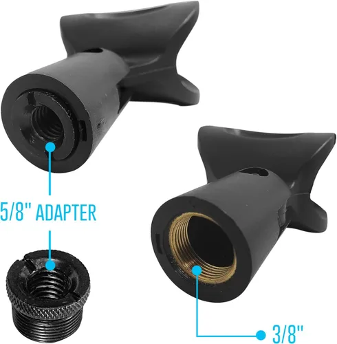Vista 7 de AxcessAbles - Soporte de micrófono ponderado con base redonda pesada, ajuste de altura de agarre rápido, soporte de micrófono de 74 pulgadas que