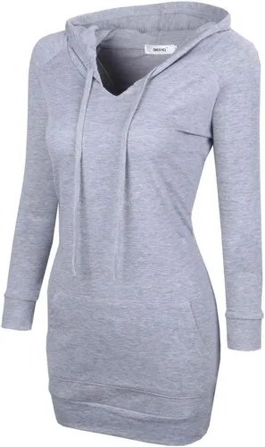Vista 3 de BEPEI Sudadera de manga larga con capucha para mujer, con bolsillos