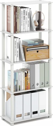 Vista 27 de Furinno Turn-N-Tube - Estantes de almacenamiento, estante para libros de 3 niveles, estante esquinero, estantes abiertos sin herramientas