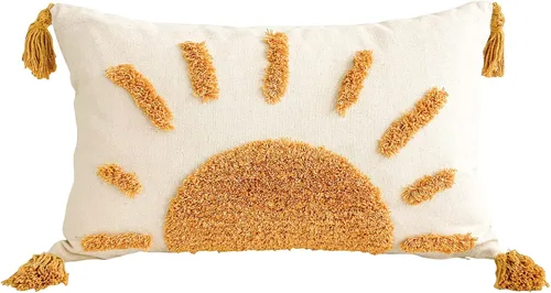 Vista 7 de Zealax Funda de almohada decorativa bohemia de 18 x 18 pulgadas para sofá, sala de estar al aire libre, fundas de almohada copetudas con borlas