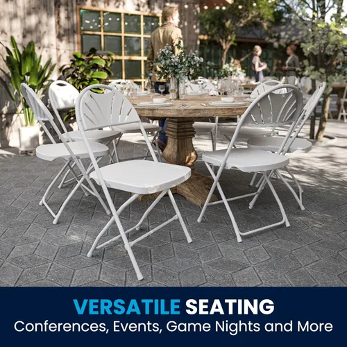 Vista 8 de Flash Furniture HERCULES Series - Silla plegable con respaldo de plástico blanco de 650 libras