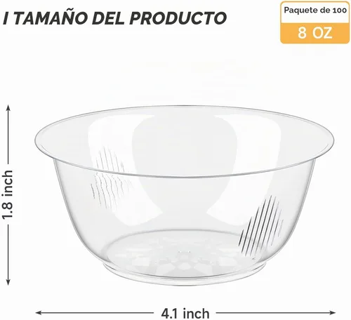 Vista 2 de Cuencos pequeños de plástico transparente de 8 onzas, paquete