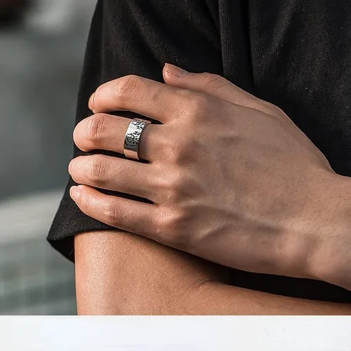 Vista 3 de Anillo de cabeza de tigre punk hip-hop para hombres y mujeres, vintage, ojo de gato, animal, anillo abierto, anillo de boda, pareja, joyería retro