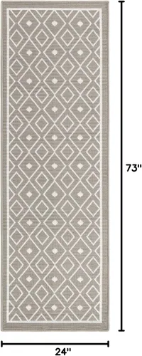 Vista 2 de Unique Loom Outdoor Trellis Collection - Alfombra de área Kafes (2 x 6 pies 1 pulgada, gris/marfil)
