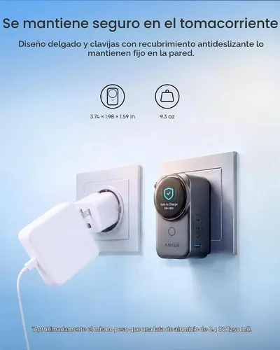 Vista 6 de Anker Cargador universal, 100 W GaN USB C carga rápida de viaje Gris-oscuro