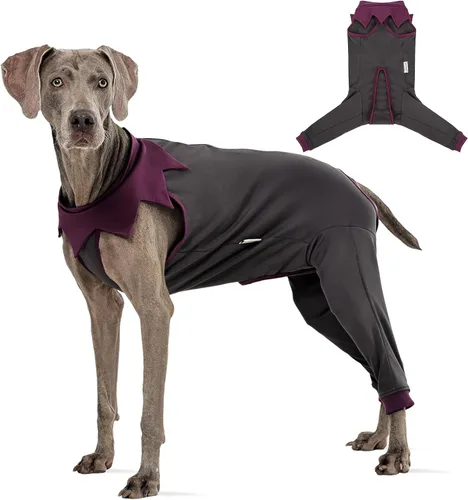 Vista 10 de FUAMEY Traje de recuperación para perros con manga acolchada para la pierna trasera, mameluco para perro con cremallera para cirugía