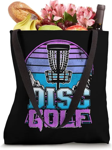 Vista 4 de Disc Golf Basket 90s Synthwave Sunset Retrowave Frisbee Bolsa de golf