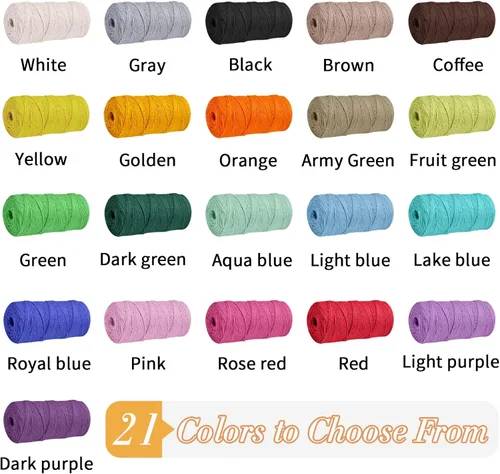 Vista 7 de Cuerda de yute natural de 0.079 pulgadas y 328 pies para manualidades, cuerda de yute de colores de 3 capas para envoltura de regalos, jardinería