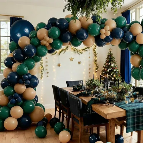 Vista 3 de 152 piezas de decoración a cuadros de tartán para baby shower, globos de oso, guirnalda de arcos, globos a cuadros de oso preppy para baby shower
