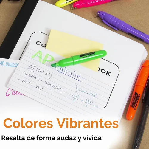 Vista 2 de BAZIC PRODUCTS Mini resaltadores, fluorescentes, punta de cincel, clip de tapa, 5 unidades Colores Asst