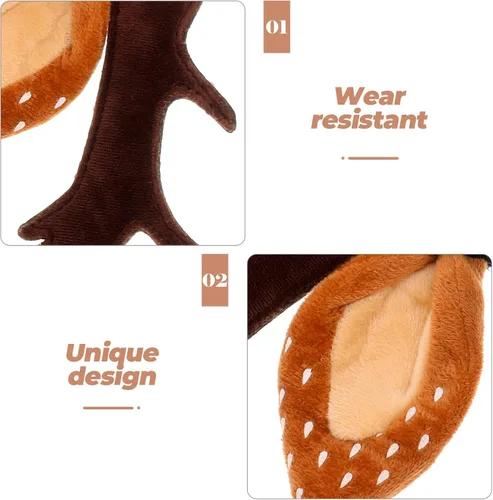 Vista 5 de Hemobllo Diadema de Navidad para perro, cuernos de reno y gato, clásico, ajustable, sombrero de alce para gatos y gatitos, cómoda diadema de cuernos