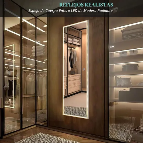 Vista 7 de LUXFURNI Full Length Mirror with LED Lights, Lighted Door Hanging Mirror Full Body, Wall Mounted Light Up Full Length Mirror for Bedroom Living