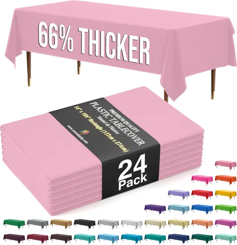 Vista 76 de Exquisite 66% Thicker Premium Plastic Table Cloth Rectangle Table Cover 0.5 Mil 6 Pack Aqua Table Cloth 54 Inch x 108 Inch Disposable Tablecloth