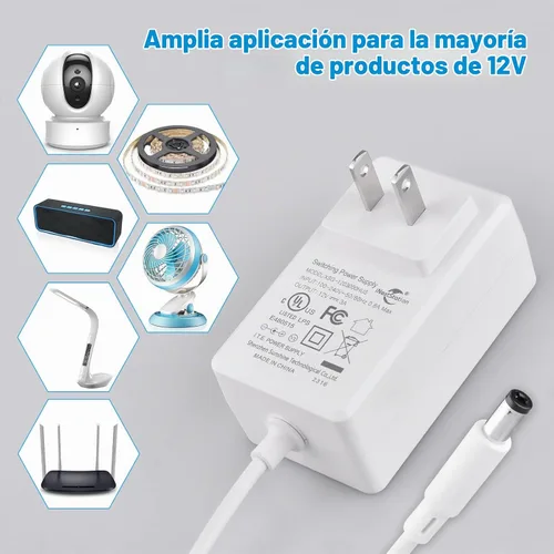 Vista 4 de iNextStation 12V 3A Fuente de adaptador de corriente AC100-240V para tiras de luces LED Blanco