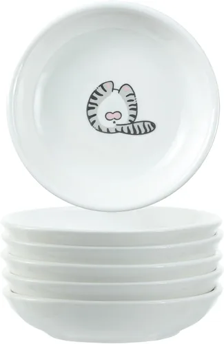 Vista 2 de Cute Cat Butts - Platos de cerámica para salsas, divertidos platos de condimentos para gatos de dibujos animados, cuencos de sushi y soja, platos
