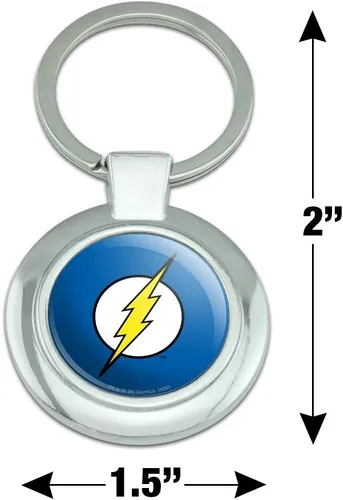 Vista 2 de Llavero con logotipo de The Flash Lightning Bolt con forma de perno de metal chapado en cromo