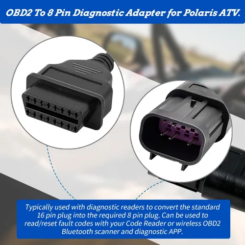 Vista 4 de XTPTFABS Cable conector de diagnóstico de 16 pines hembra a 8 pines CAN EOBD OBD2 OBDII compatible con Polaris ATV motocicleta Slingshot (solo cable)
