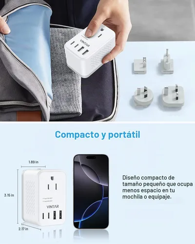 Vista 7 de VINTAR - Convertidor de voltaje de 220 V a 110 V de EE. UU. a Europa, adaptador de convertidor de corriente desmontable de 2000 W con enchufes tipo