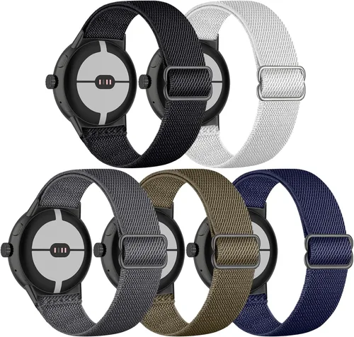 Vista 13 de Paquete de 5 correas elásticas de nailon compatibles con Google Pixel Watch 4, 3, 1.614 in, Google Pixel 2, Google Pixel 2, correas elásticas