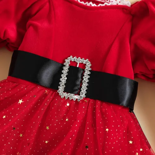 Vista 7 de Kayotuas Mameluco de Navidad para bebé niña, disfraz de monstruo rojo de Papá Noel, disfraz de monstruo verde, overol de terciopelo de manga larga