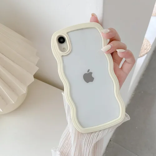 Vista 20 de QLTYPRI Funda compatible con iPhone 7/8/SE, bonita funda transparente con marco ondulado rizado para niñas y mujeres, funda protectora de TPU