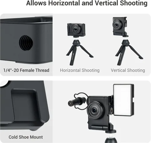 Vista 5 de ZV-1F ZV1F Soporte de extensión de agarre de metal para cámara con soporte de zapata fría para Sony ZV-1F ZV-1II (no para ZV-1), accesorio