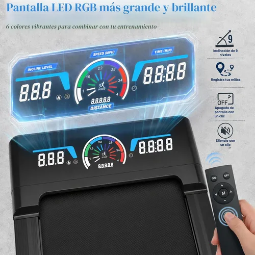 Vista 5 de Caminadora 12% de inclinación automática, caminadora debajo del escritorio Azul