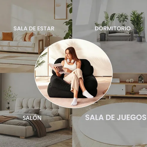 Vista 5 de Silla plegable, sofá convertible con respaldo y almohada, capacidad de carga de hasta 300 libras, plegable de 32 a 64 pulgadas, no requiere montaje