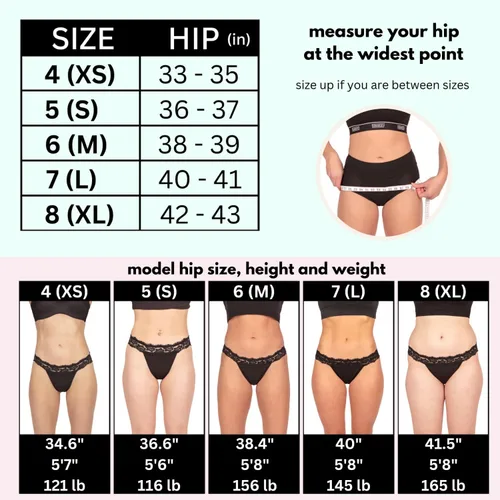 Vista 6 de Bambody Absorbent Bikini Lace Period Underwear for Women & Teens - Menstrual, Bladder - Soft & Breathable - 4 Tampons