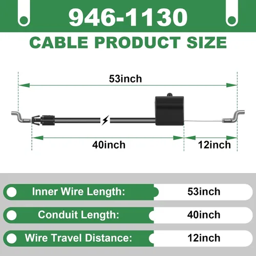 Vista 2 de Wadoy Cable de control 946-1130 compatible con MTD, Troy Bilt, Craftsman cortacésped de repuesto para 746-1130 cable de zona de motor 12av565q711