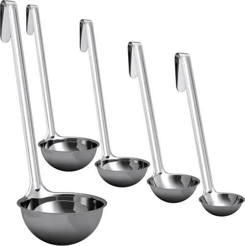 Vista 9 de Cucharón de sopa súper resistente y ergonómico de 1 onza, 1 paquete. Cucharones de acero inoxidable con asas largas. Los mejores accesorios