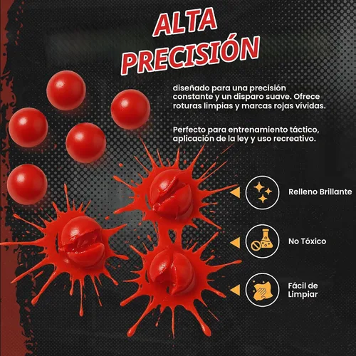 Vista 2 de 3Skull . Bolas de pintura de calibre 43 para pistolas de paintball Umarex T4E relleno rojo sangre - munición .43 Cal