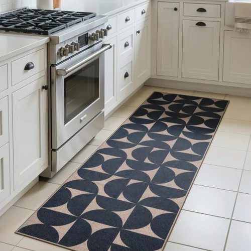 Vista 48 de Lahome Tapetes geométricos para puerta de interior para entrada, alfombra antideslizante lavable de 2 x 3 negro / neutro