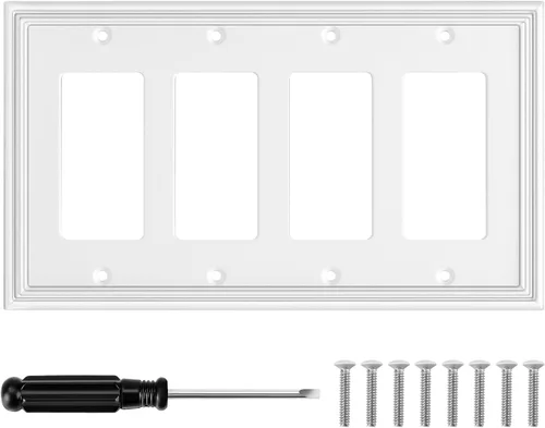 Vista 9 de Cubiertas blancas para enchufes de pared, placa decorativa moderna para interruptor de luz, cubierta de enchufe, placas de interruptor, cubierta