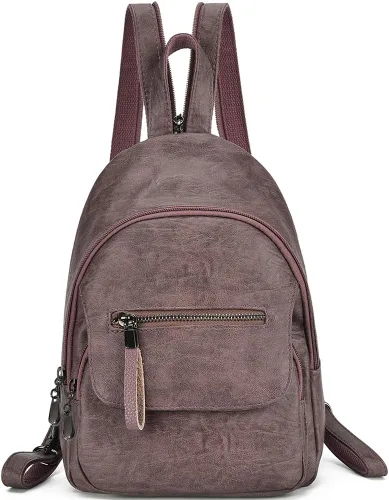 Vista 9 de Bolso tipo mochila pequeña de piel PU convertible para mujer, bolsa de hombro para damas