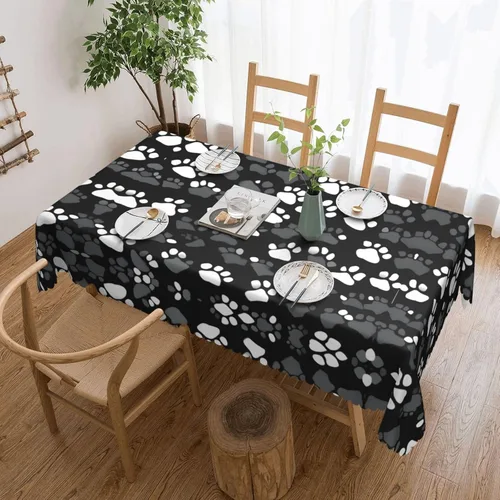 Vista 18 de Mantel rectangular de encaje de poliéster con lunares negros, 54 x 72 pulgadas, resistente a las arrugas, lavable, mantel grueso