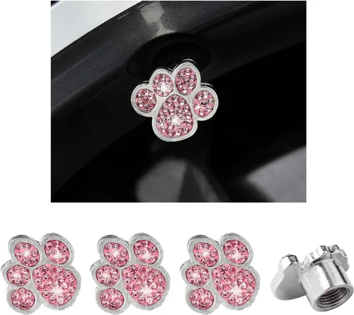 Vista 10 de Augeny 4 tapas de válvula de neumático con diseño de pata de cristal, hechas a mano con diamantes de imitación, tapas antipolvo para válvulas de AB