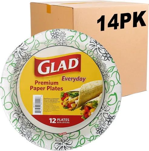 Vista 8 de Glad Platos de papel desechables redondos, flores caprichosas, 8.5 pulgadas, 12 unidades Resistente al remojo y a los cortes, apto
